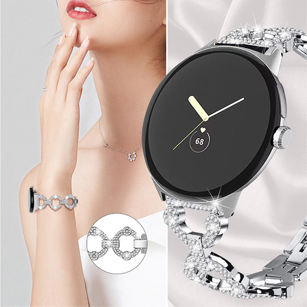 Vildt nydelig Google Pixel Watch Metal og Rhinsten Rem - Sølv#serie_5