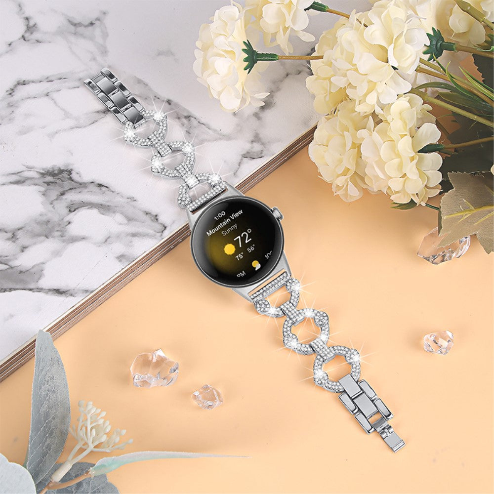 Vildt nydelig Google Pixel Watch Metal og Rhinsten Rem - Sølv#serie_5