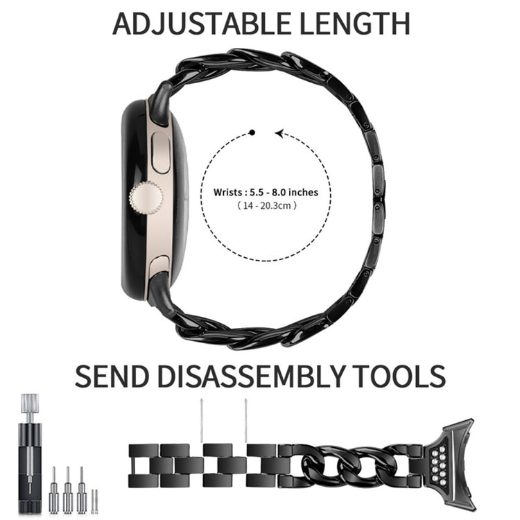 Pænt Google Pixel Watch Metal og Rhinsten Rem - Sort#serie_1