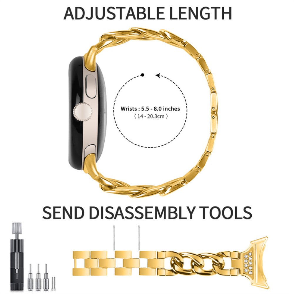 Pænt Google Pixel Watch Metal og Rhinsten Rem - Guld#serie_2