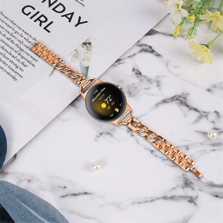 Pænt Google Pixel Watch Metal og Rhinsten Rem - Pink#serie_3