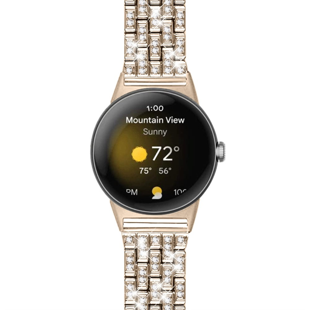 Stilfuld Google Pixel Watch Metal og Rhinsten Rem - Guld#serie_4