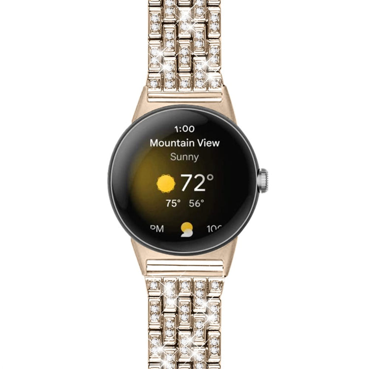 Stilfuld Google Pixel Watch Metal og Rhinsten Rem - Guld#serie_4