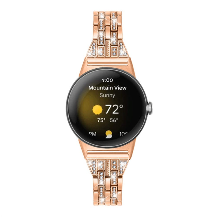Super slidstærk Google Pixel Watch Metal og Rhinsten Rem - Pink#serie_3