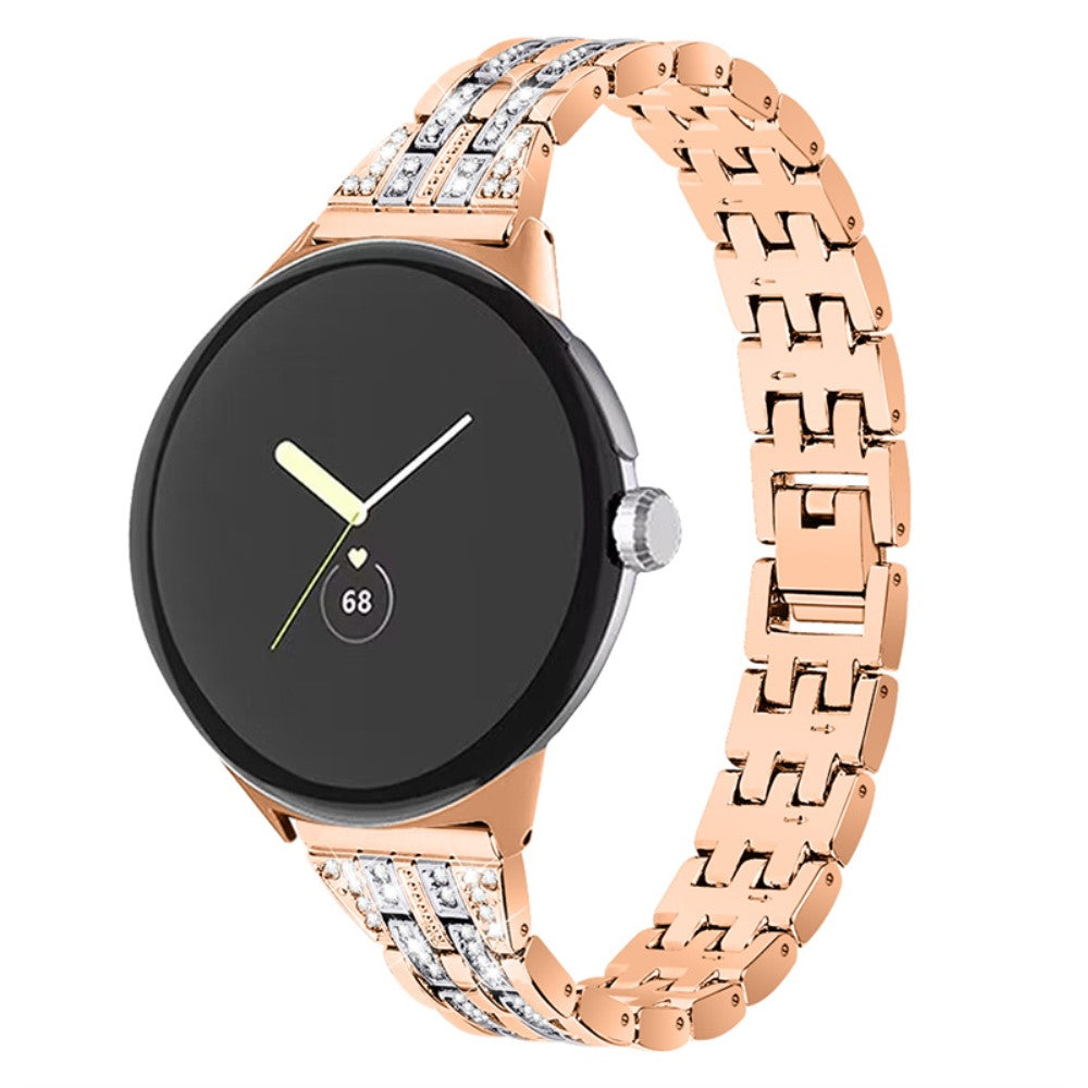 Super slidstærk Google Pixel Watch Metal og Rhinsten Rem - Pink#serie_4
