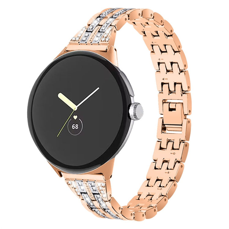 Super slidstærk Google Pixel Watch Metal og Rhinsten Rem - Pink#serie_4