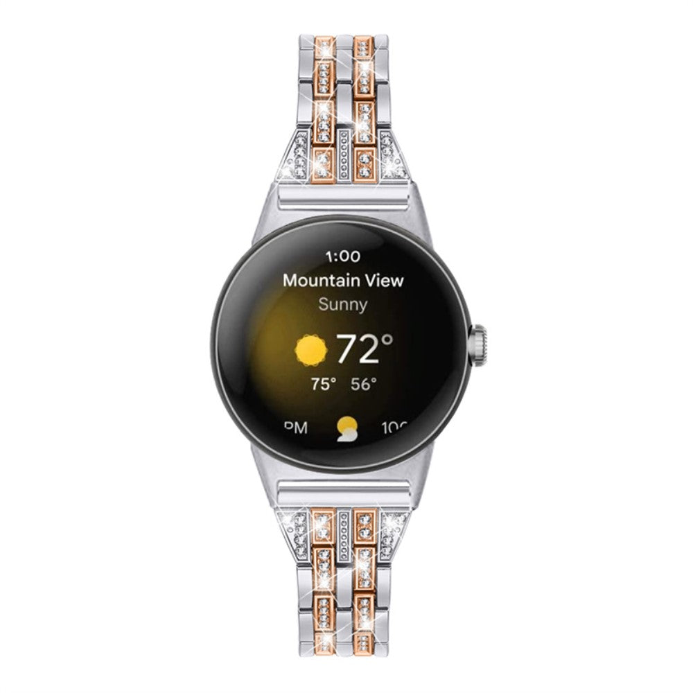 Super slidstærk Google Pixel Watch Metal og Rhinsten Rem - Pink#serie_7