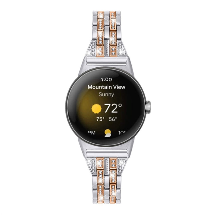 Super slidstærk Google Pixel Watch Metal og Rhinsten Rem - Pink#serie_7