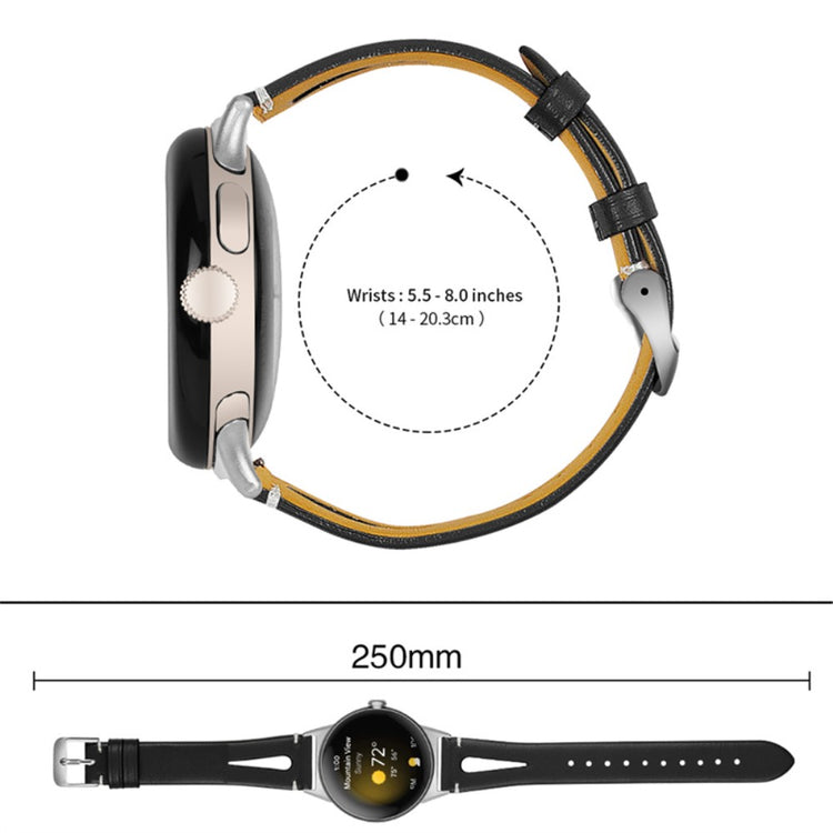 Fantastisk Google Pixel Watch Ægte læder Rem - Sort#serie_2