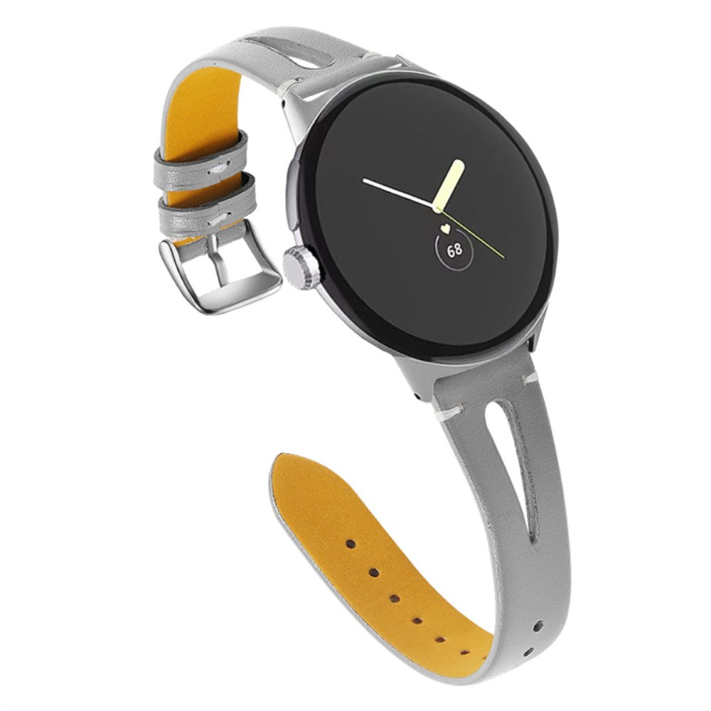 Fantastisk Google Pixel Watch Ægte læder Rem - Sølv#serie_3
