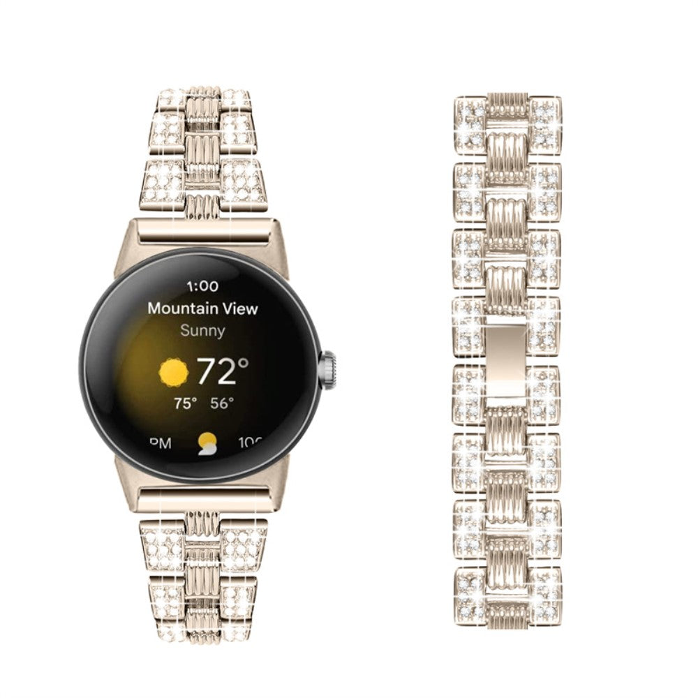 Super sejt Google Pixel Watch Metal og Rhinsten Rem - Guld#serie_4