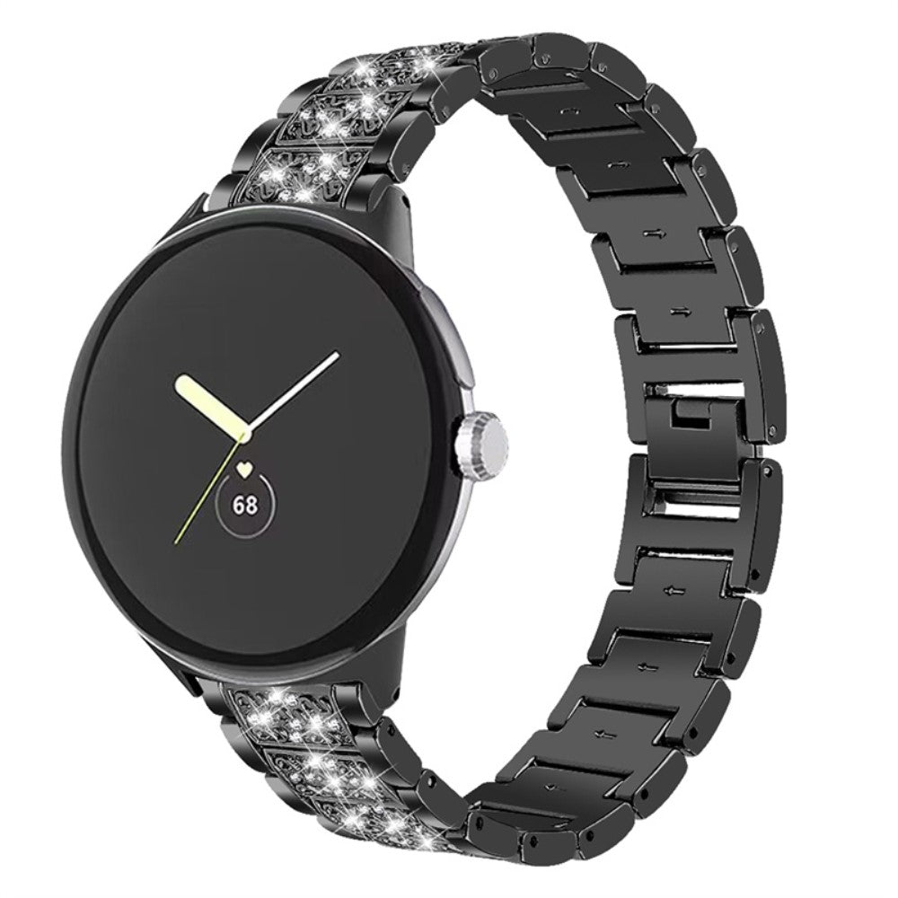 Sejt Google Pixel Watch Metal og Rhinsten Rem - Sort#serie_1