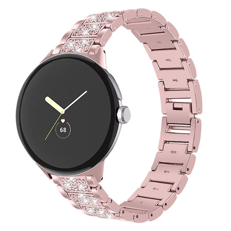 Sejt Google Pixel Watch Metal og Rhinsten Rem - Pink#serie_2