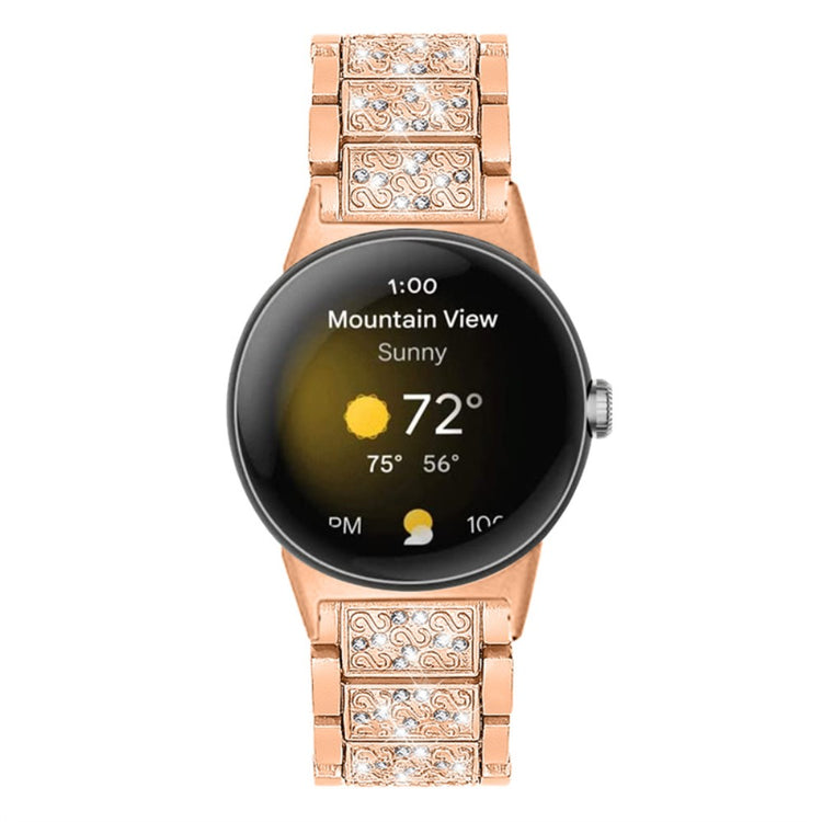 Sejt Google Pixel Watch Metal og Rhinsten Rem - Pink#serie_3
