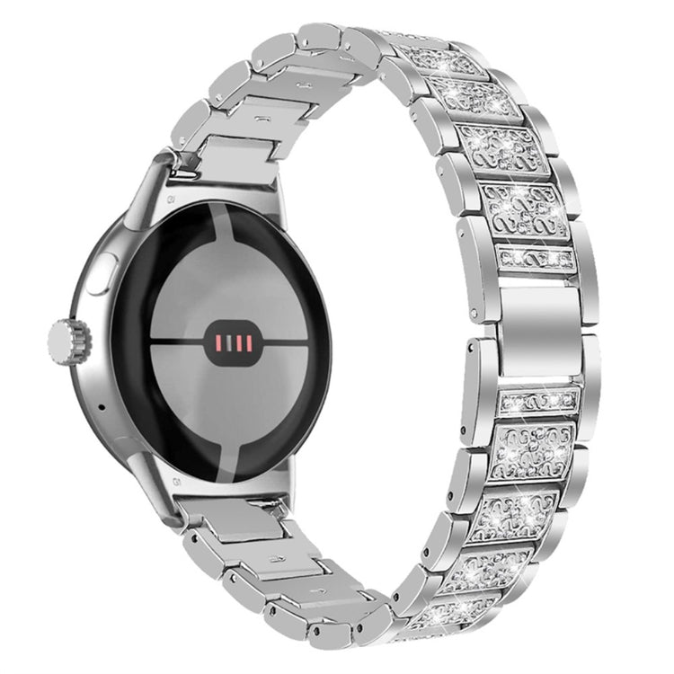 Sejt Google Pixel Watch Metal og Rhinsten Rem - Sølv#serie_6