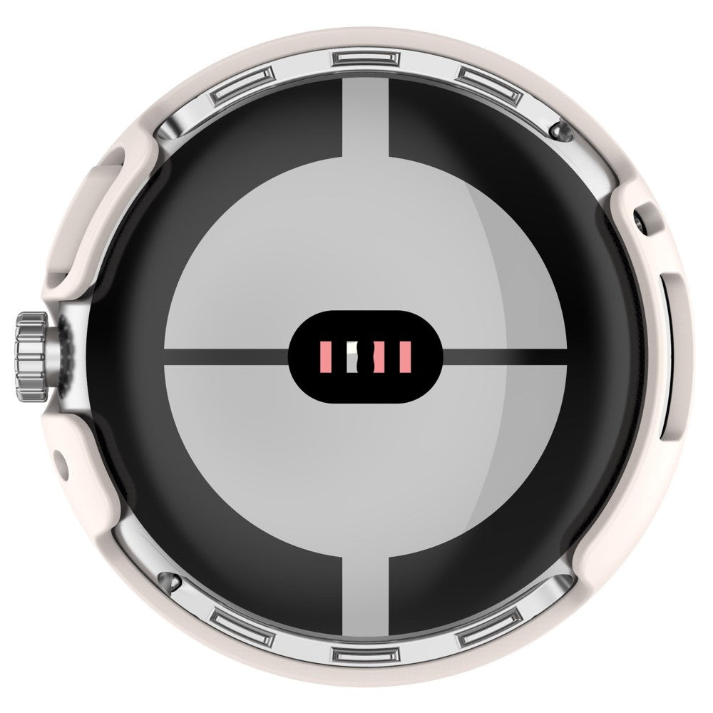 Super Flot Google Pixel Watch Cover med Skærmbeskytter i Plastik og Hærdet Glas - Hvid#serie_1