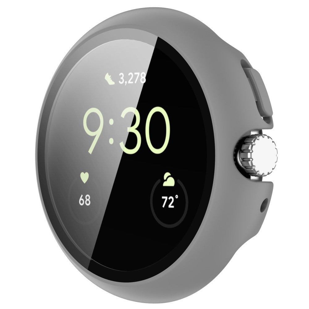 Super Flot Google Pixel Watch Cover med Skærmbeskytter i Plastik og Hærdet Glas - Sølv#serie_2