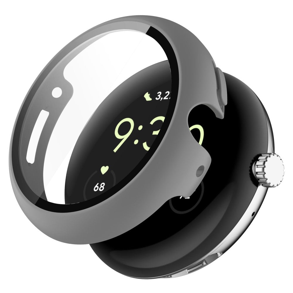 Super Flot Google Pixel Watch Cover med Skærmbeskytter i Plastik og Hærdet Glas - Sølv#serie_2