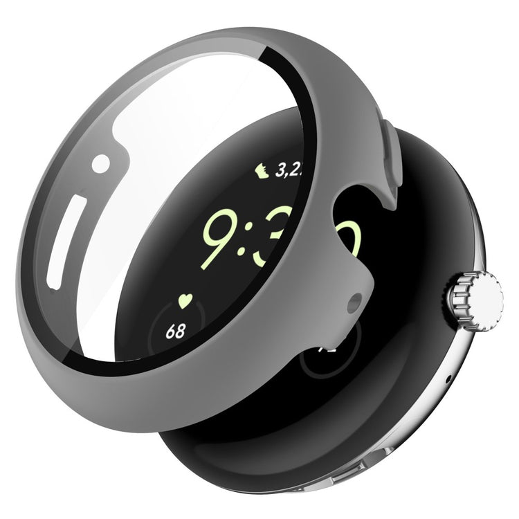 Super Flot Google Pixel Watch Cover med Skærmbeskytter i Plastik og Hærdet Glas - Sølv#serie_2