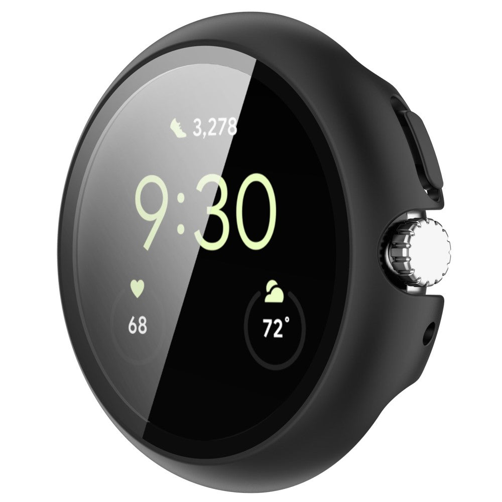 Super Flot Google Pixel Watch Cover med Skærmbeskytter i Plastik og Hærdet Glas - Sort#serie_3