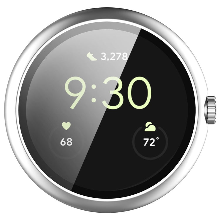 Super Flot Google Pixel Watch Cover med Skærmbeskytter i Plastik og Hærdet Glas - Sølv#serie_8