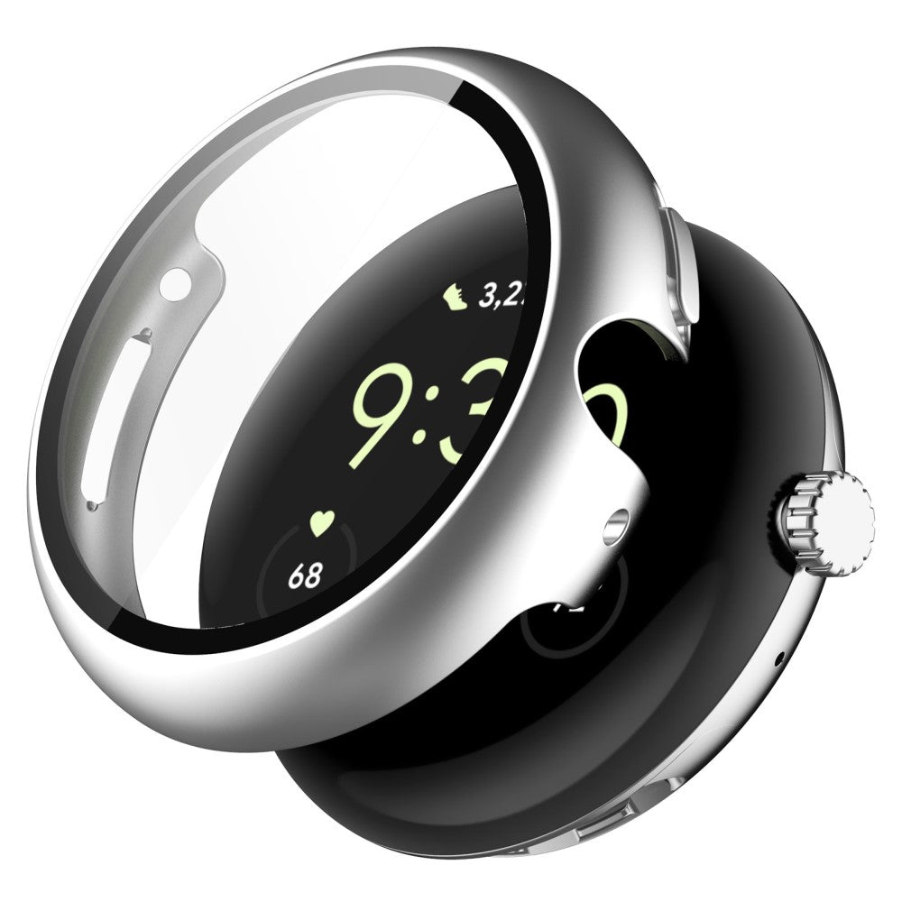 Super Flot Google Pixel Watch Cover med Skærmbeskytter i Plastik og Hærdet Glas - Sølv#serie_8