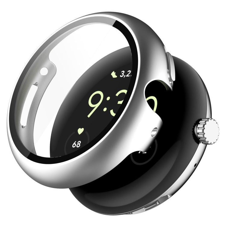 Super Flot Google Pixel Watch Cover med Skærmbeskytter i Plastik og Hærdet Glas - Sølv#serie_8