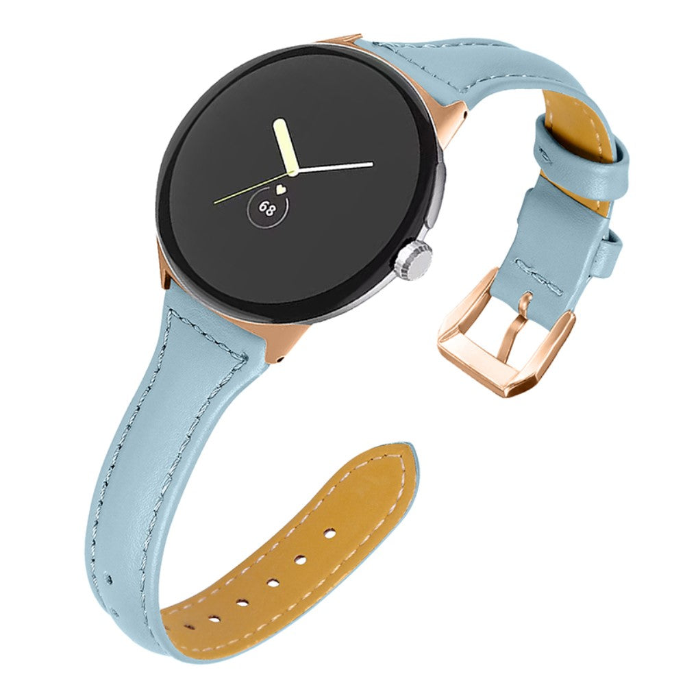 Meget godt Google Pixel Watch Ægte læder Rem - Blå#serie_13