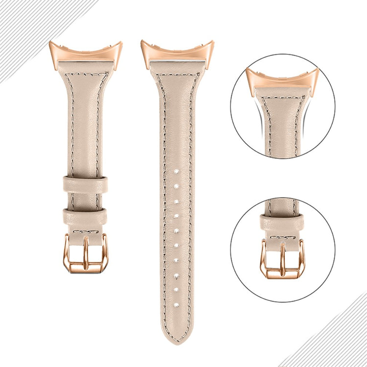 Meget fint Google Pixel Watch Ægte læder Rem - Beige#serie_14