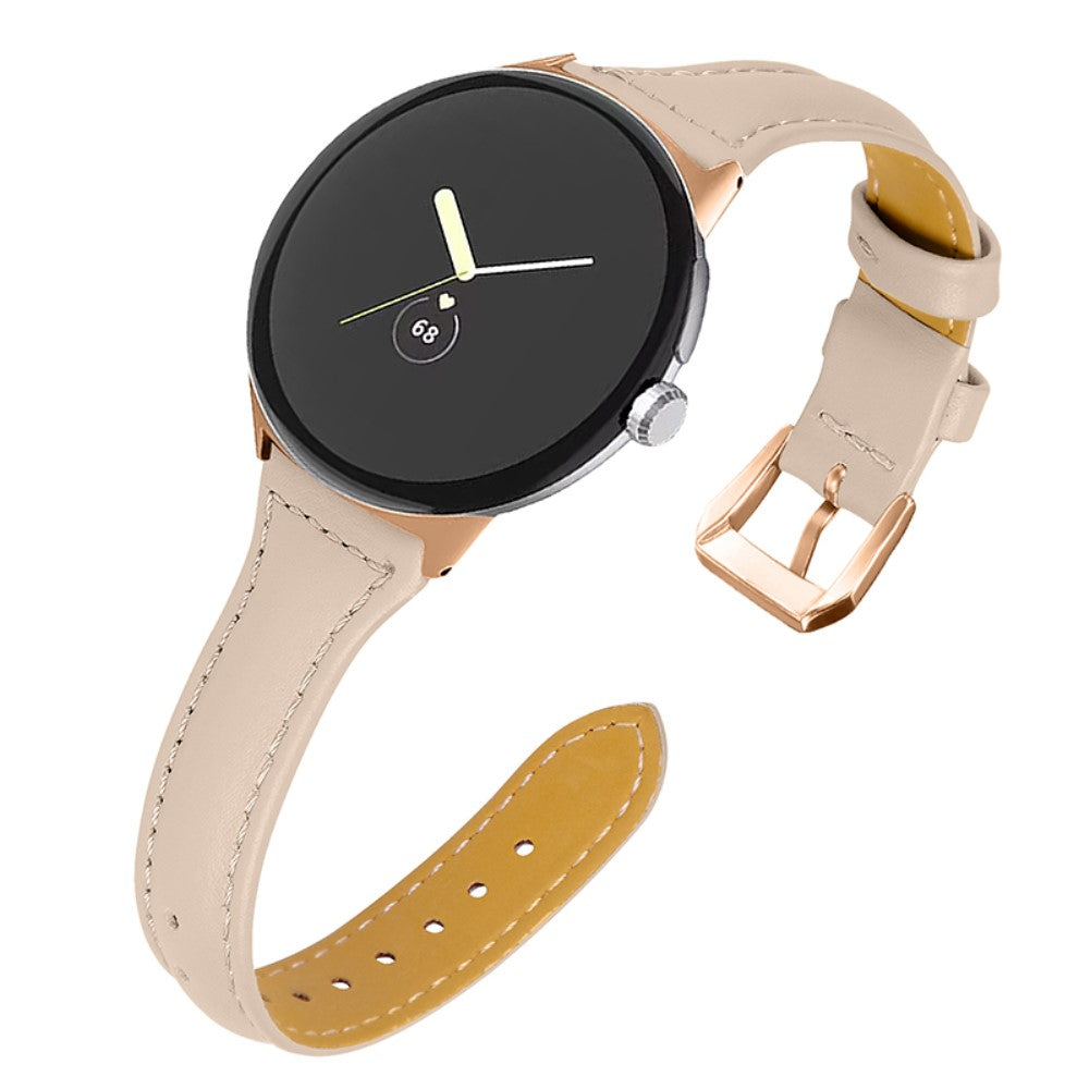 Meget godt Google Pixel Watch Ægte læder Rem - Beige#serie_14