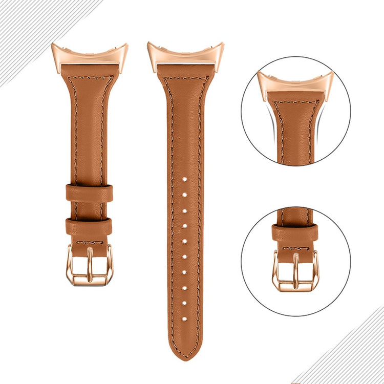 Meget fint Google Pixel Watch Ægte læder Rem - Brun#serie_15