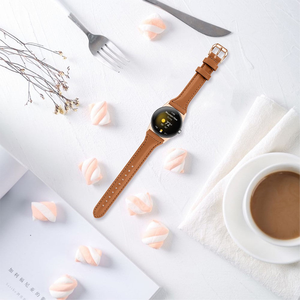 Meget fint Google Pixel Watch Ægte læder Rem - Brun#serie_15