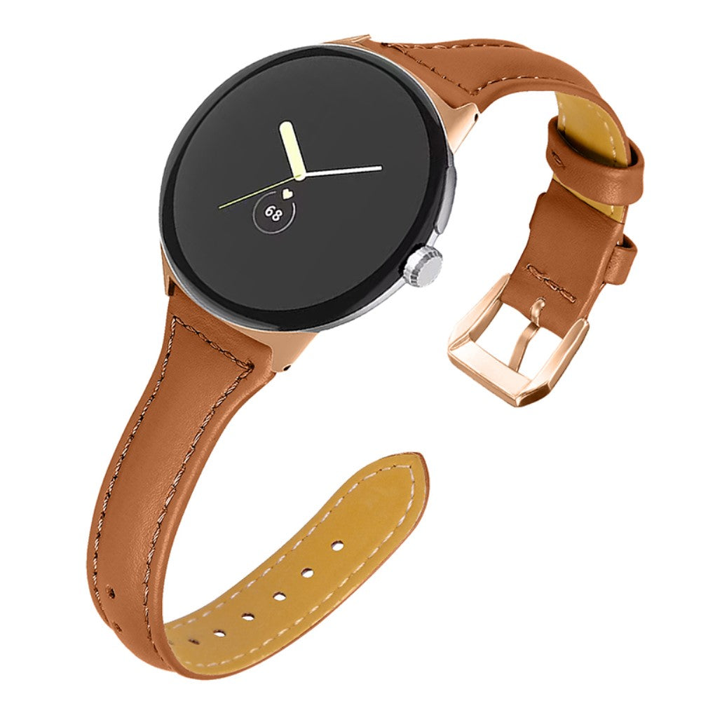 Meget godt Google Pixel Watch Ægte læder Rem - Brun#serie_15