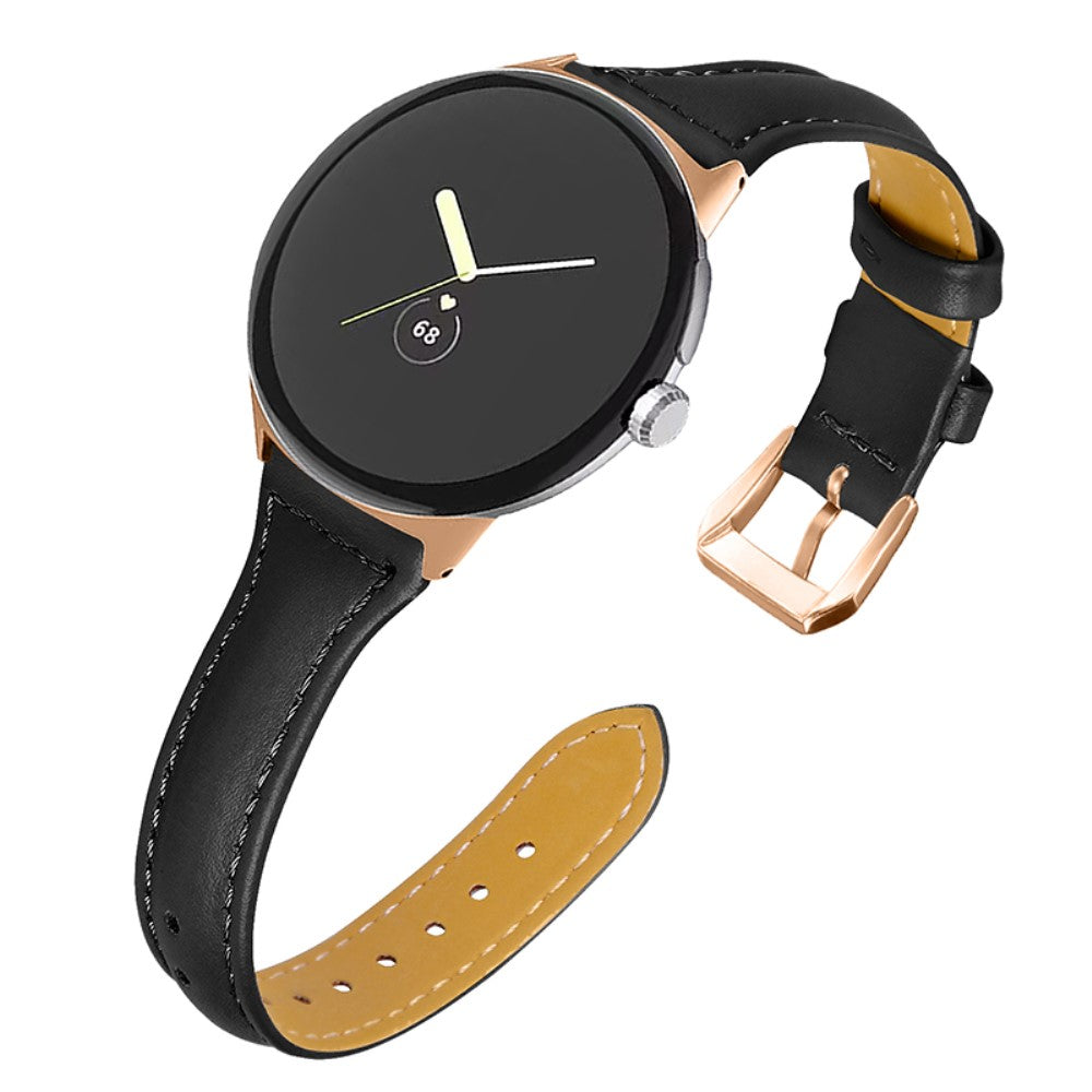 Meget godt Google Pixel Watch Ægte læder Rem - Sort#serie_3