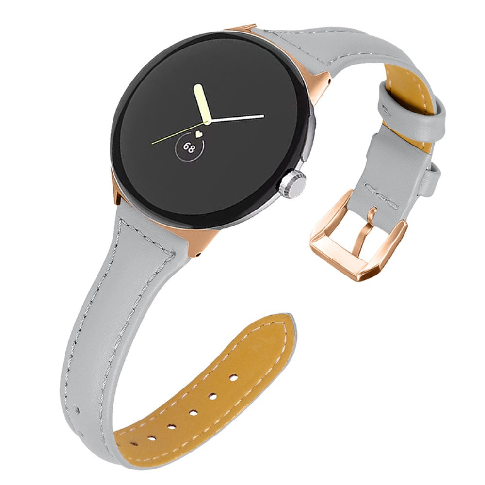 Meget godt Google Pixel Watch Ægte læder Rem - Sølv#serie_4
