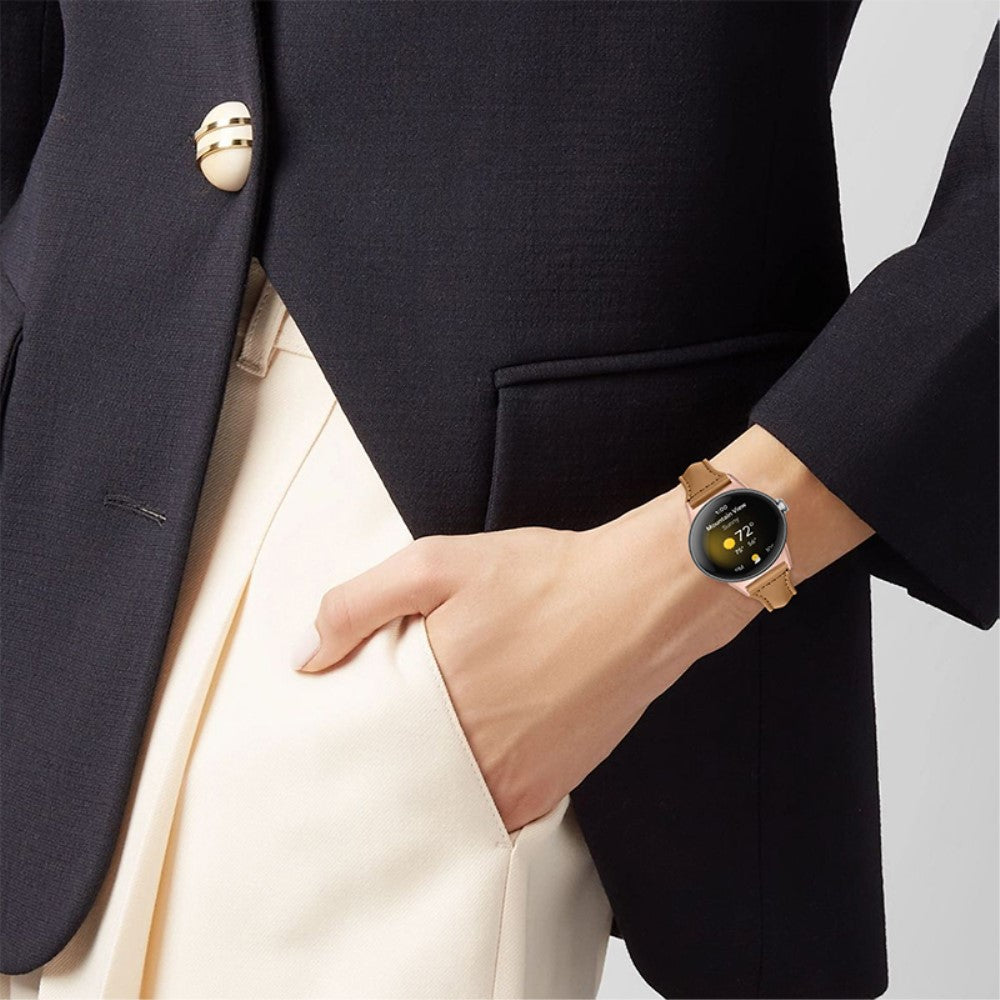 Meget fint Google Pixel Watch Ægte læder Rem - Brun#serie_5