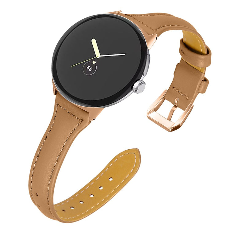 Meget godt Google Pixel Watch Ægte læder Rem - Brun#serie_5