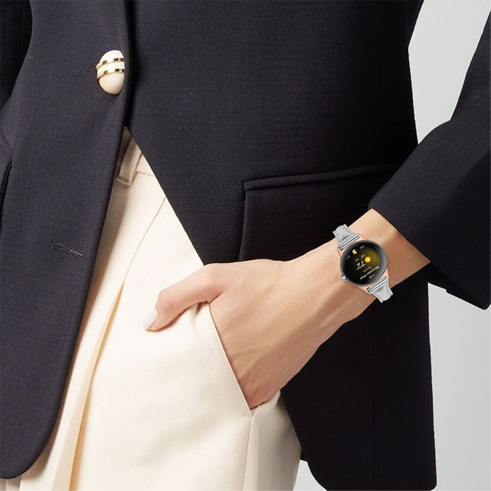 Meget fint Google Pixel Watch Ægte læder Rem - Sølv#serie_6