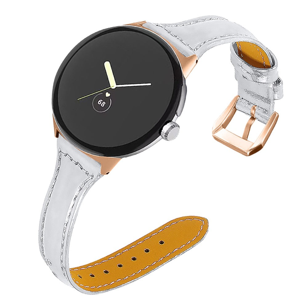 Meget godt Google Pixel Watch Ægte læder Rem - Sølv#serie_6