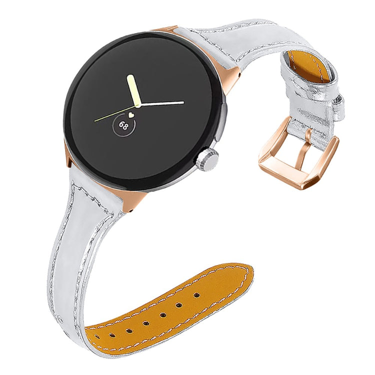Meget godt Google Pixel Watch Ægte læder Rem - Sølv#serie_6