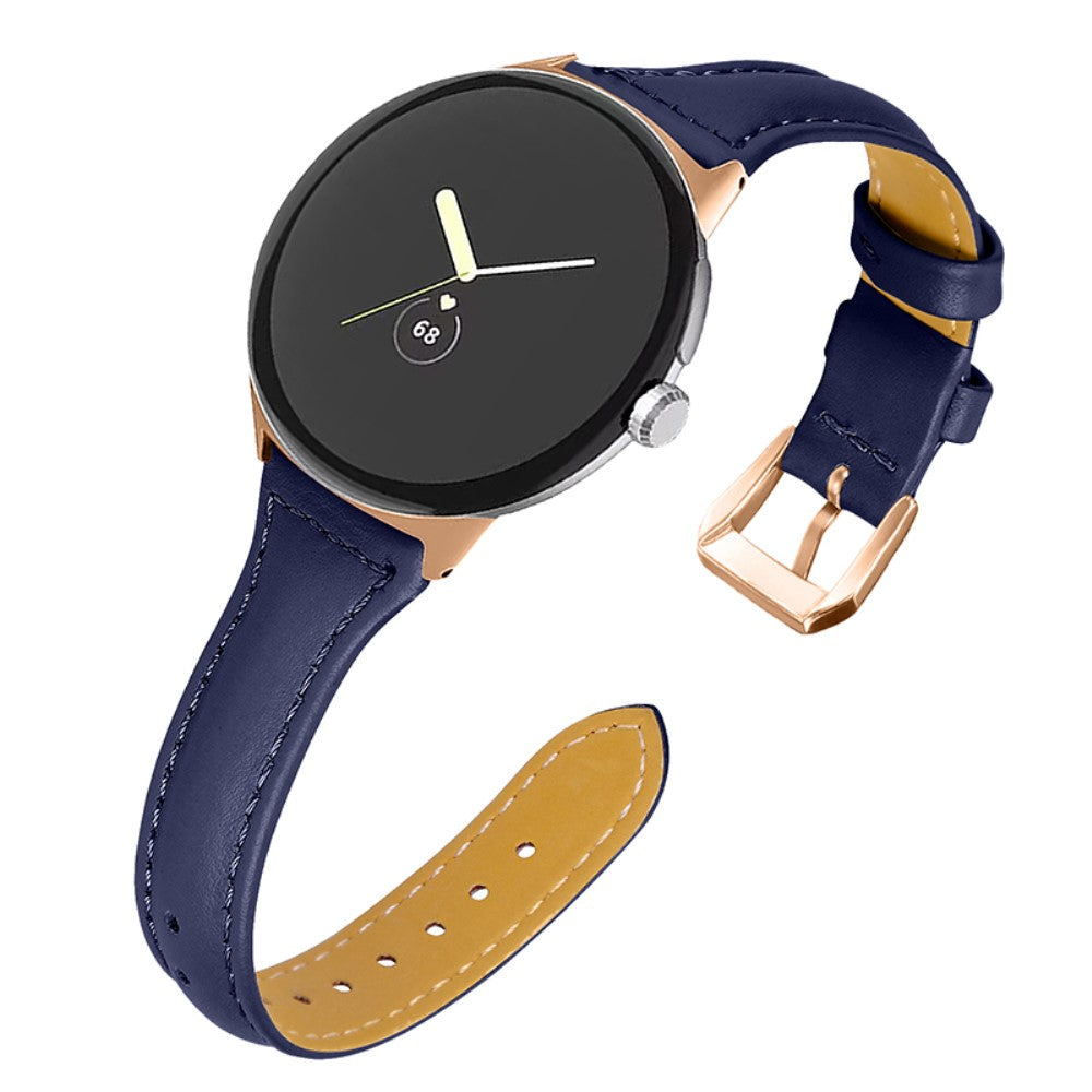 Meget godt Google Pixel Watch Ægte læder Rem - Blå#serie_7