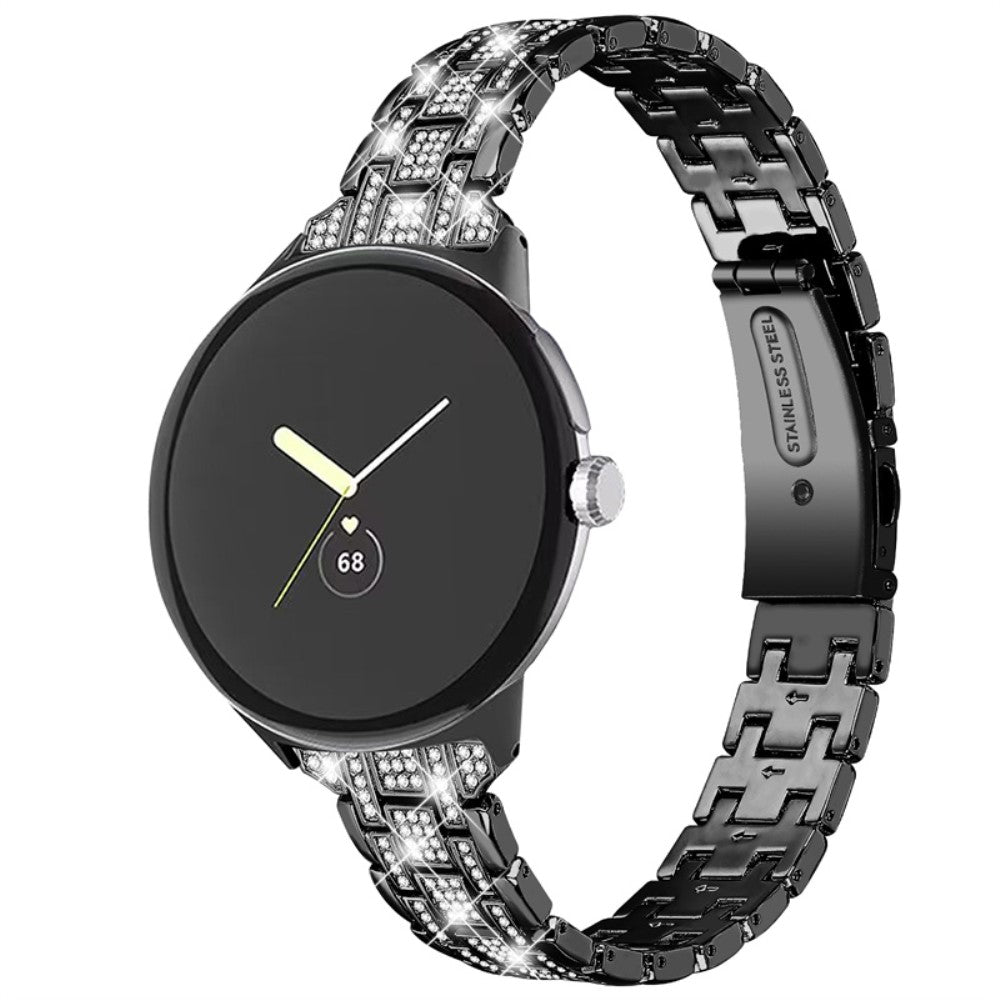 Vildt rart Google Pixel Watch Metal og Rhinsten Rem - Sort#serie_1