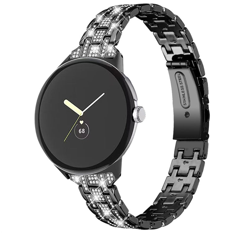 Vildt rart Google Pixel Watch Metal og Rhinsten Rem - Sort#serie_1