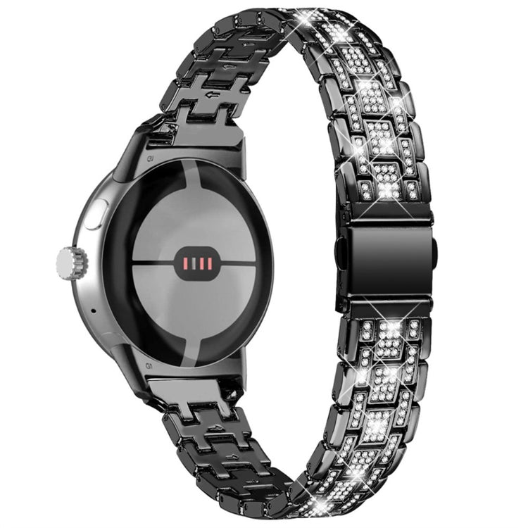Holdbart Google Pixel Watch Metal og Rhinsten Rem - Sort#serie_1