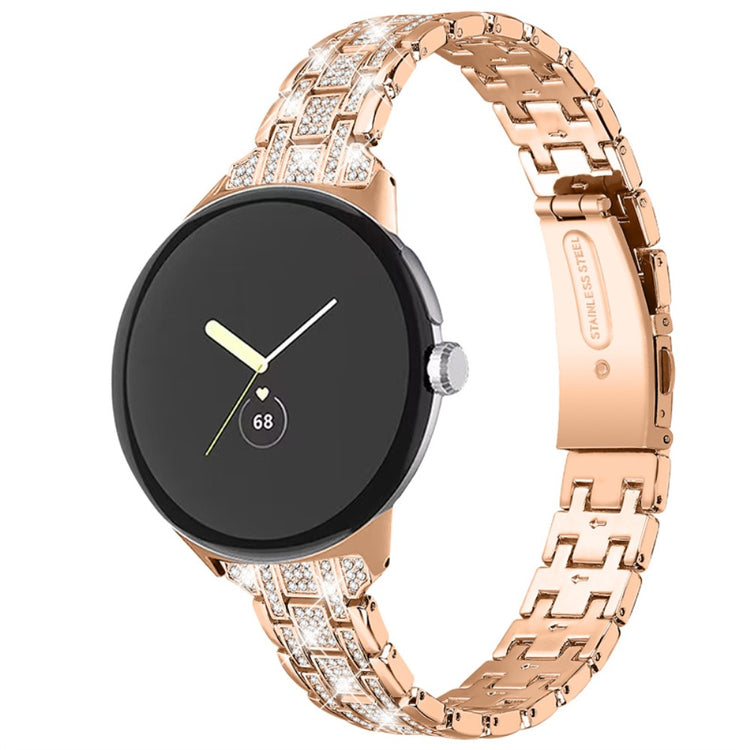 Vildt rart Google Pixel Watch Metal og Rhinsten Rem - Pink#serie_2