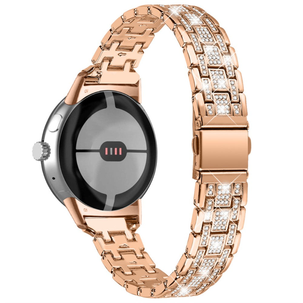 Holdbart Google Pixel Watch Metal og Rhinsten Rem - Pink#serie_2