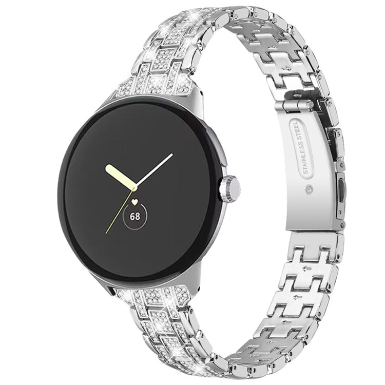 Vildt rart Google Pixel Watch Metal og Rhinsten Rem - Sølv#serie_3