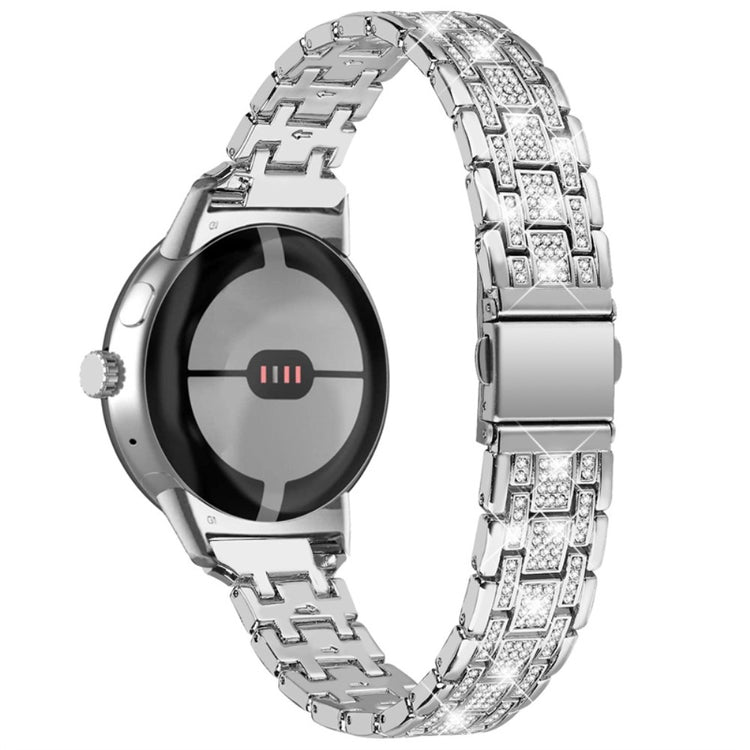 Holdbart Google Pixel Watch Metal og Rhinsten Rem - Sølv#serie_3
