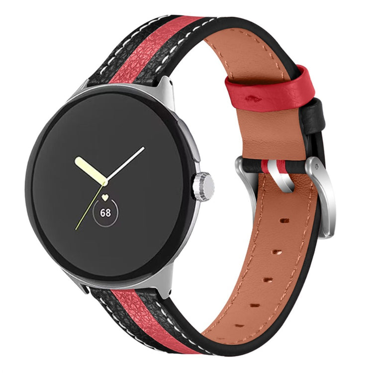 Tidsløst Google Pixel Watch Ægte læder Rem - Rød#serie_2