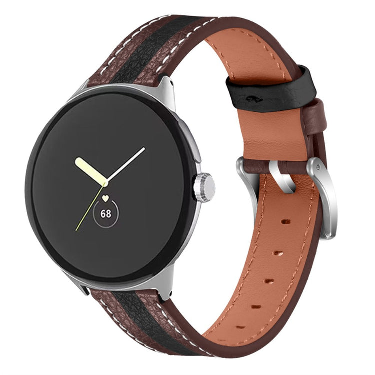 Tidsløst Google Pixel Watch Ægte læder Rem - Brun#serie_3